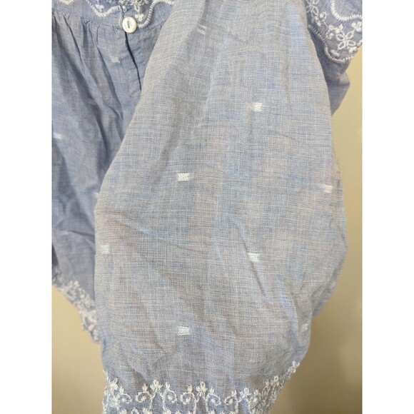 Joie Tank Top Blue Embroidered 100% Cotton Button Front Semi-Sheer Medium - Picture 10 of 12